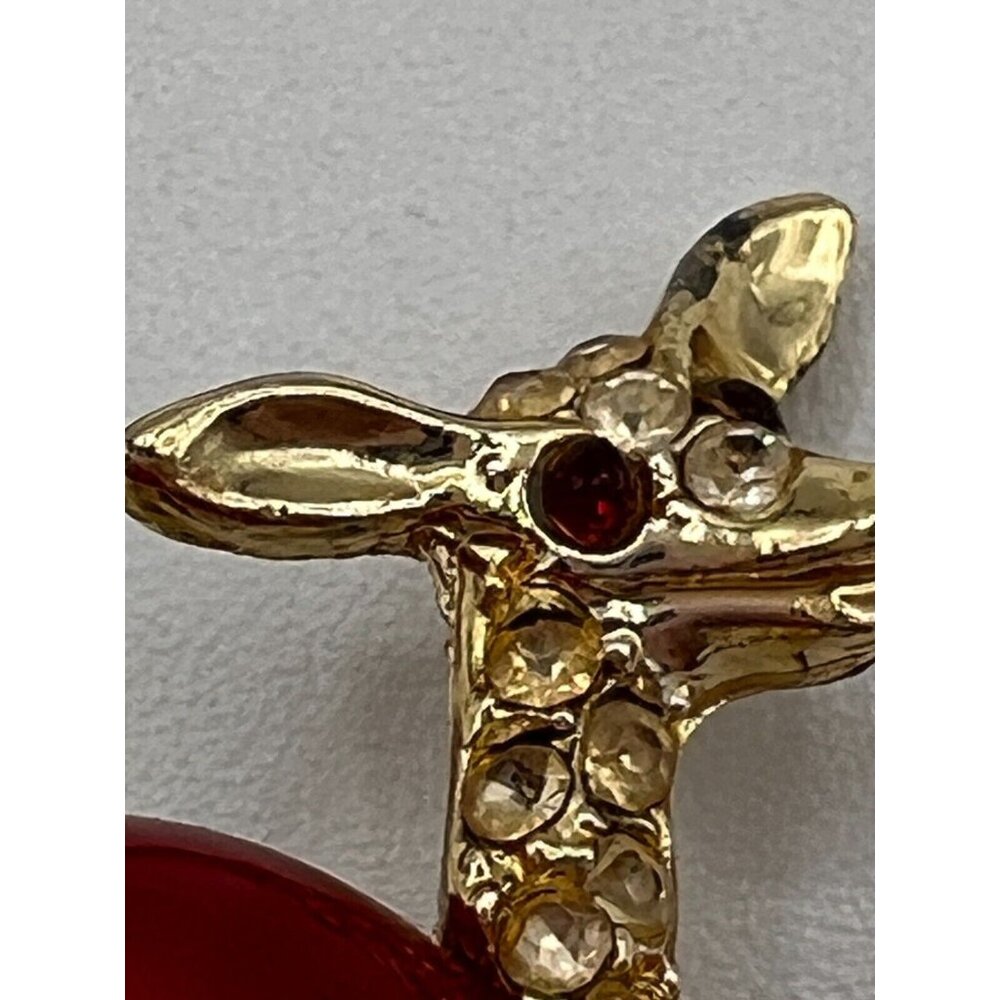 Jelly Belly Vintage Set of 2 Deer Brooches Pins Metal Rhinestones Unsigned - Picture 7 of 11